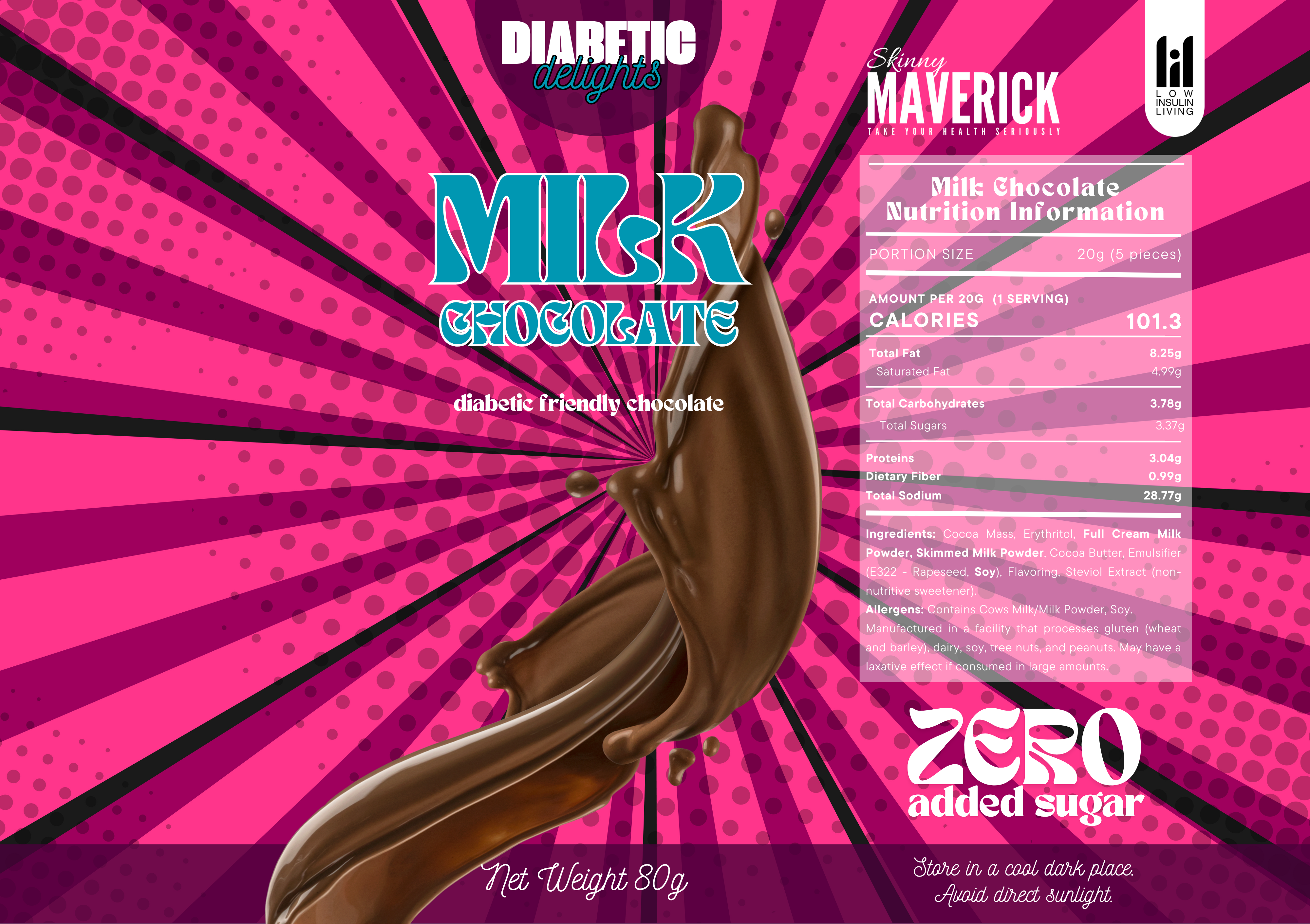 Diabetic Friendly Chocolate Slab 80g | Milk Chocolate