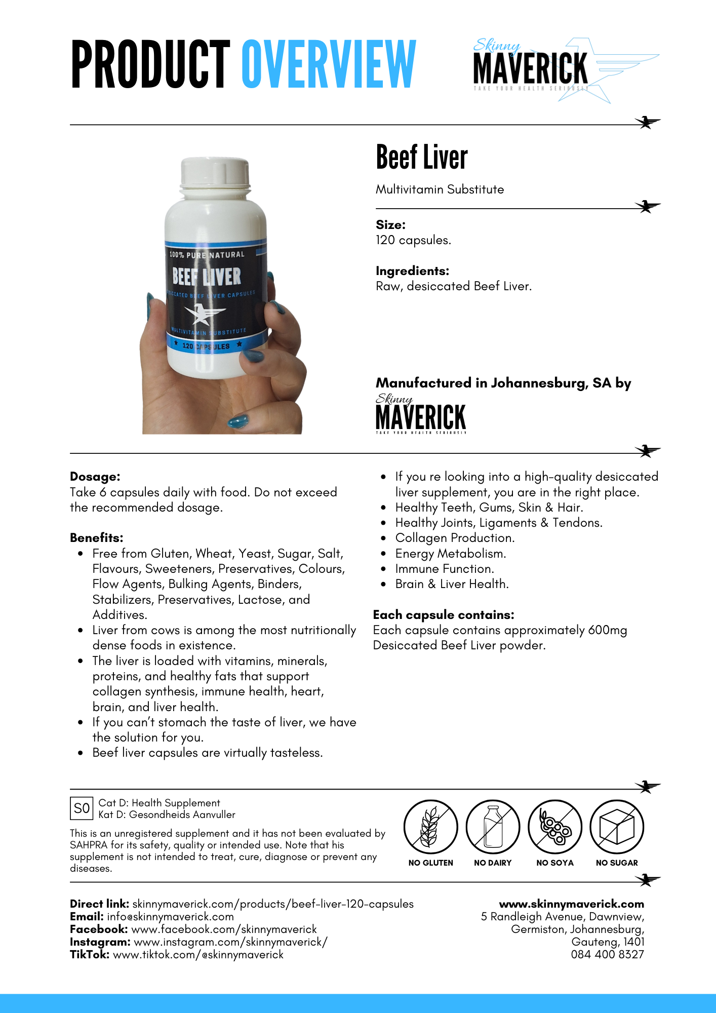 Beef Liver - 120 Capsules | Beef Liver Supplement