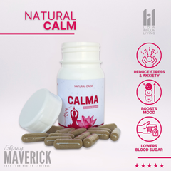 Calma Natural Calm - 60 Capsules | Herbal blend instil a natural calm