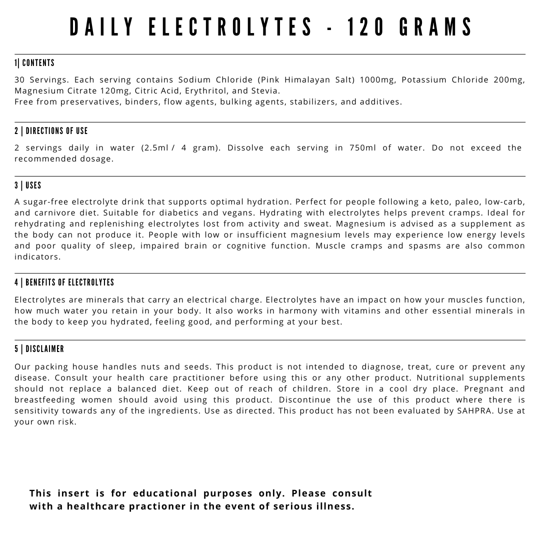 Daily Electrolytes - 120 grams - Unflavored