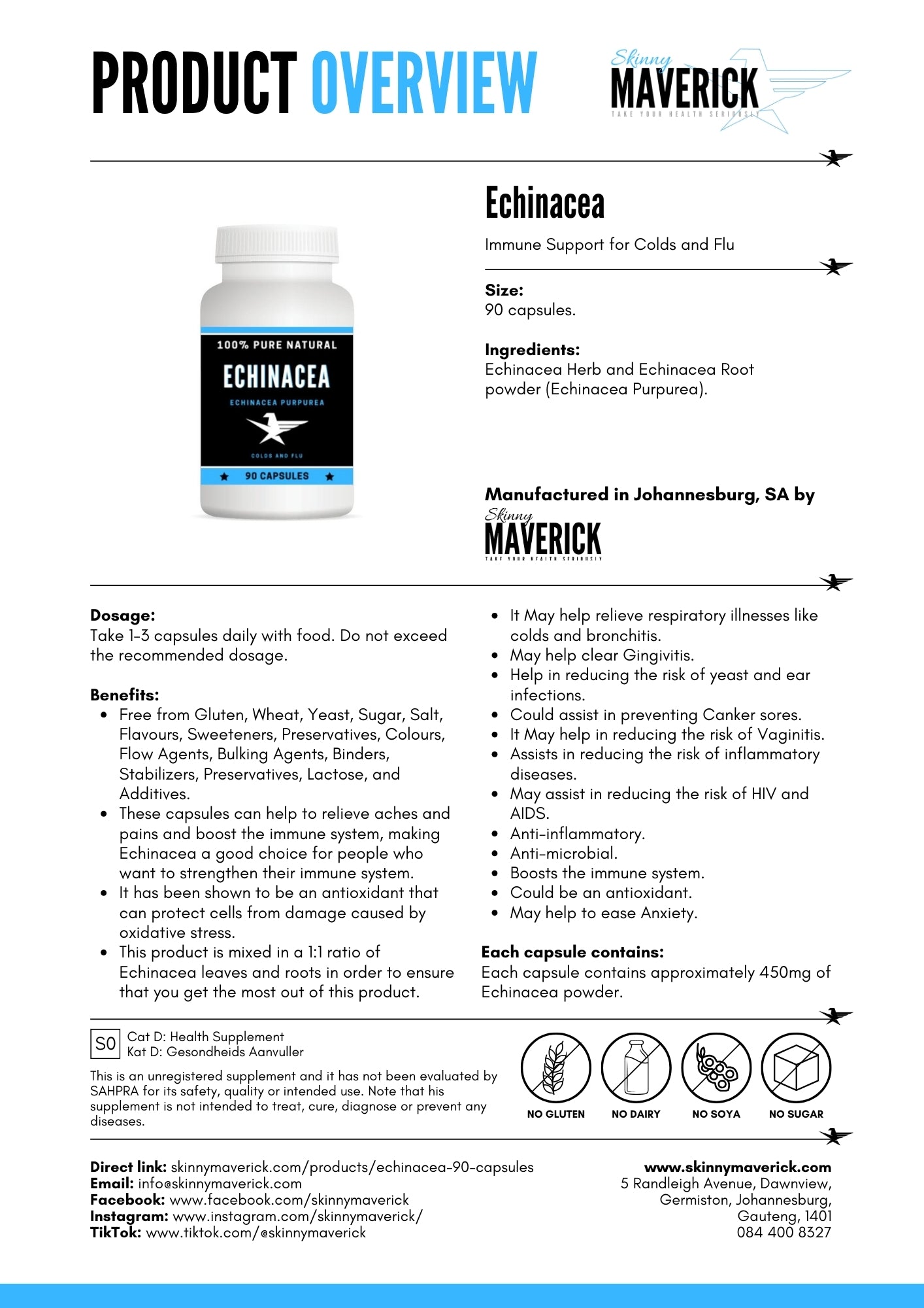 Echinacea - 90 Capsules | A great supplement for the flu & cold season