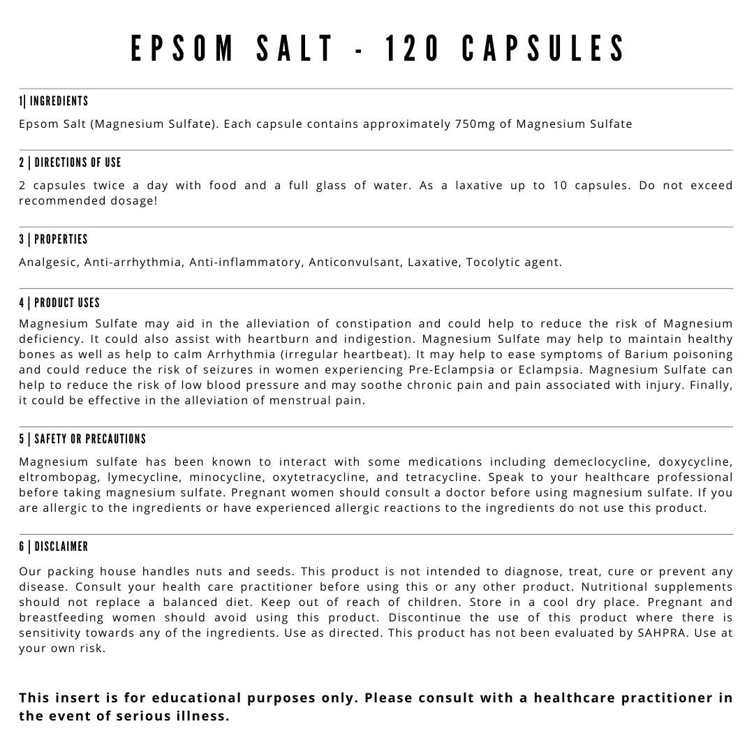 Epsom Salt - 120 Capsules