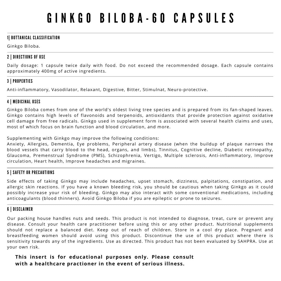 Ginkgo Biloba - 60 Capsules