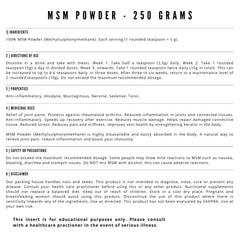 MSM Powder - 250 grams