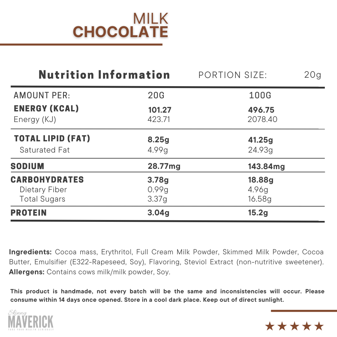 Diabetic Friendly Chocolate Slab 80g | Milk Chocolate