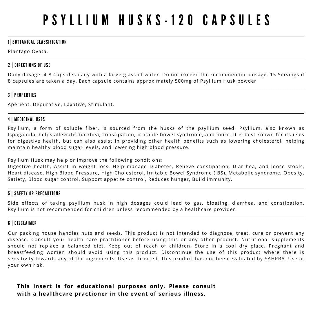 Psyllium Husk - 120 Capsules
