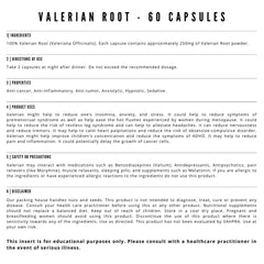 Valerian Root - 60 Capsules