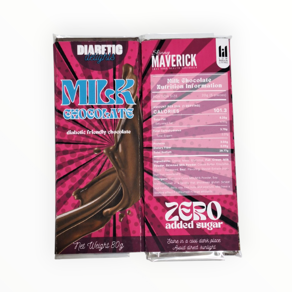Diabetic Friendly Chocolate Slab 80g | Milk Chocolate